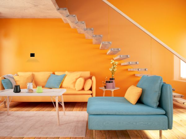 blue sofa living room idea