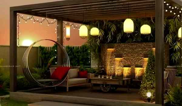 Small Patio Lighting Ideas with hang chandelier