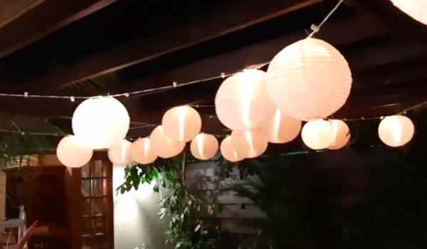 Small Patio Lighting Ideas using paper lanterns