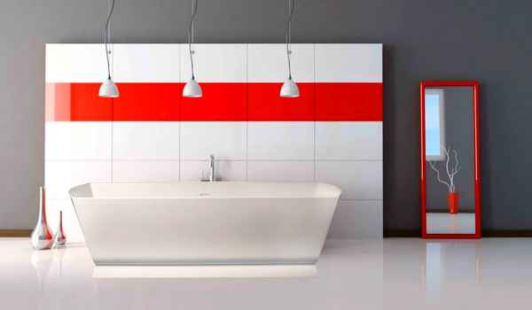 Red and Grey Bathroom Ideas with gray and red tile combination