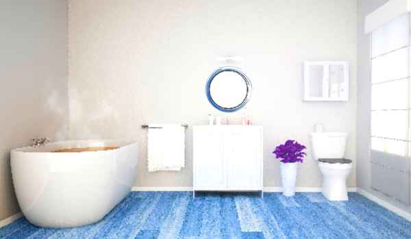 Navy Blue Bathroom Decor Ideas with mirror