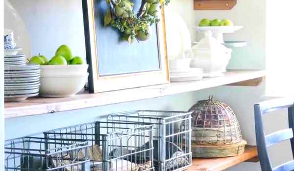 how to decorate a hutch in your dining room with color pattern